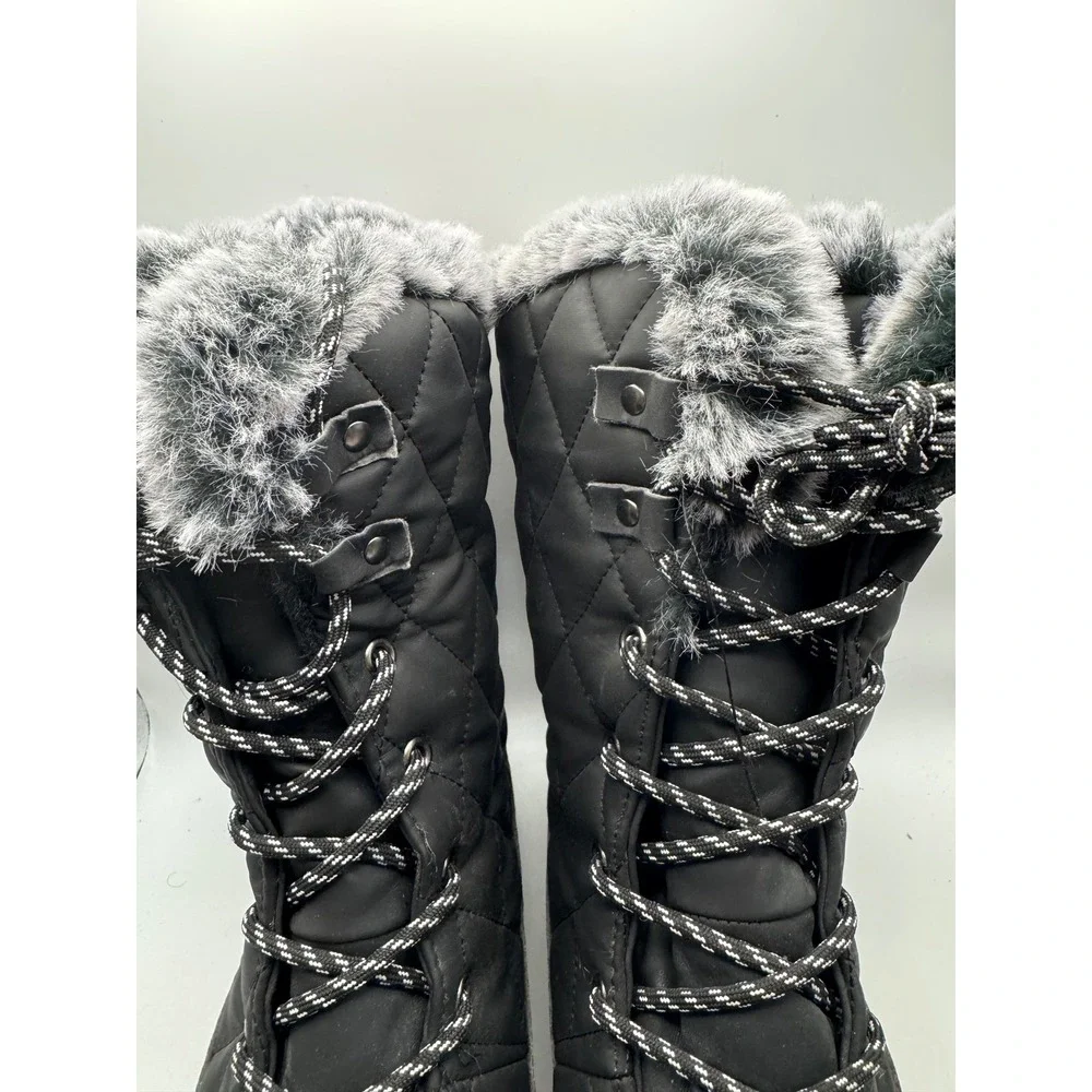 ARCTIC SHIELD Womens Black‎ Quilted Fur Trim Winter Snow Boots Size 10